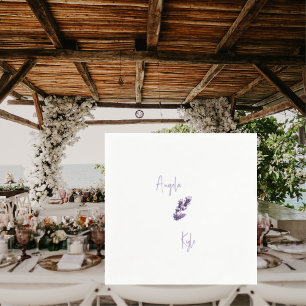 Serviette En Papier Lavender Floral Script Names Mariage Cocktail