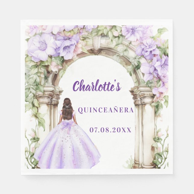 Serviette En Papier Lavender florals arch dress Quinceanera luncheon (Devant)