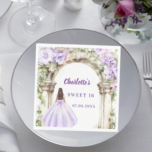 Serviette En Papier Lavender florals arch dress Sweet 16 luncheon (Créateur téléchargé)