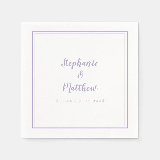 Serviette En Papier Lavender Wedding Elegant Simple Modern Reception  (Devant)