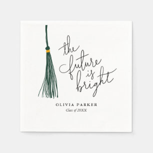 Serviette En Papier L'avenir est brillant Graduation Green Tassel