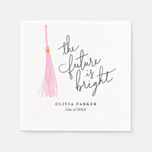Serviette En Papier L'avenir est brillant Graduation Light Rose Tassel
