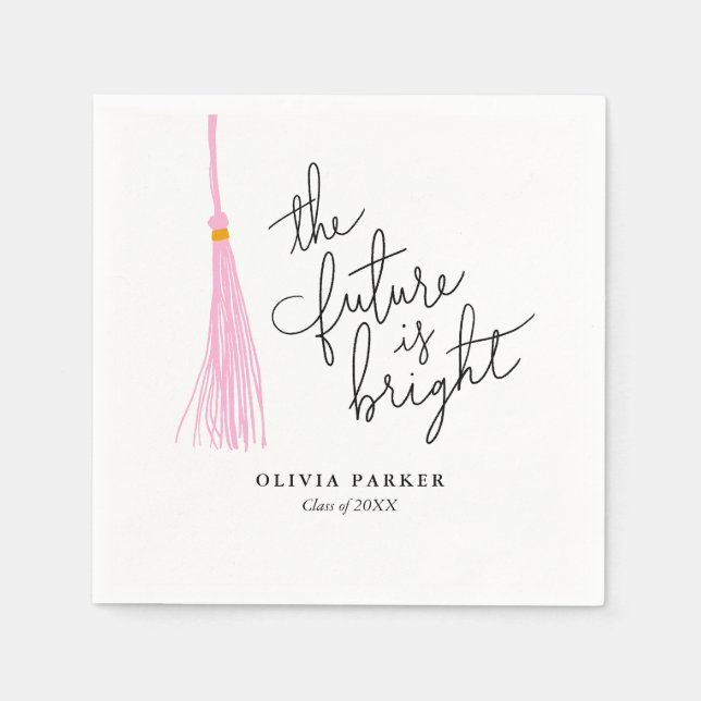 Serviette En Papier L'avenir est brillant Graduation Light Rose Tassel (Devant)