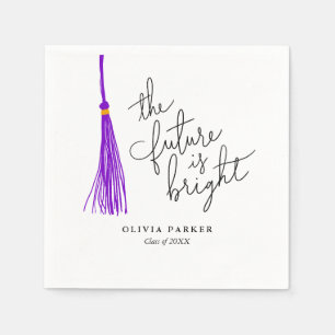 Serviette En Papier L'avenir est brillant Graduation Purple Tassel