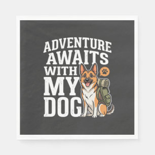 Serviette En Papier L'aventure attend avec mon chien randonnée