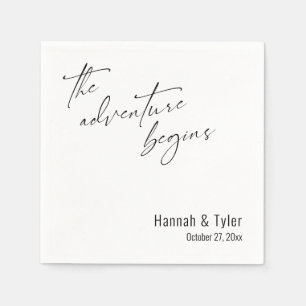 Serviette En Papier L'aventure commence Élégante Typographie de mariag
