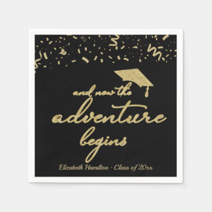 Serviette En Papier L'aventure commence Gold Foil Graduation