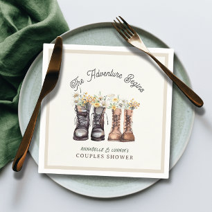 Serviette En Papier L'aventure commence Randonnées Bottes Couples Douc