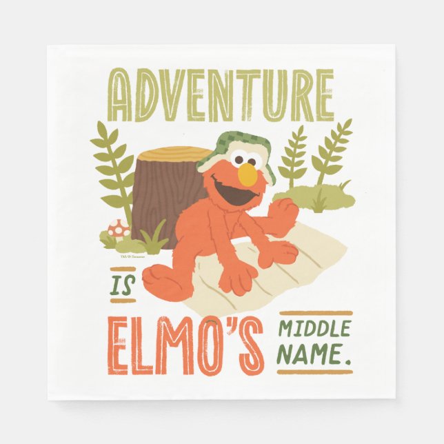 Serviette En Papier L'aventure est le moyen-nom d'Elmo (Devant)