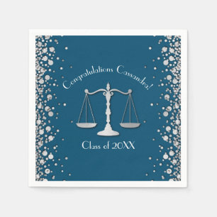 Serviette En Papier Lawyer Law School bleu Silver Graduation Party