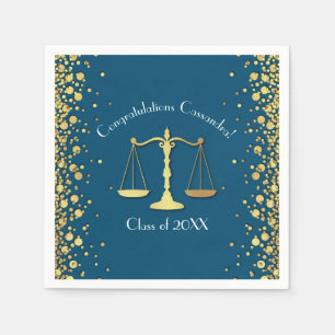 Serviette En Papier Lawyer Law School Blue Gold Party
