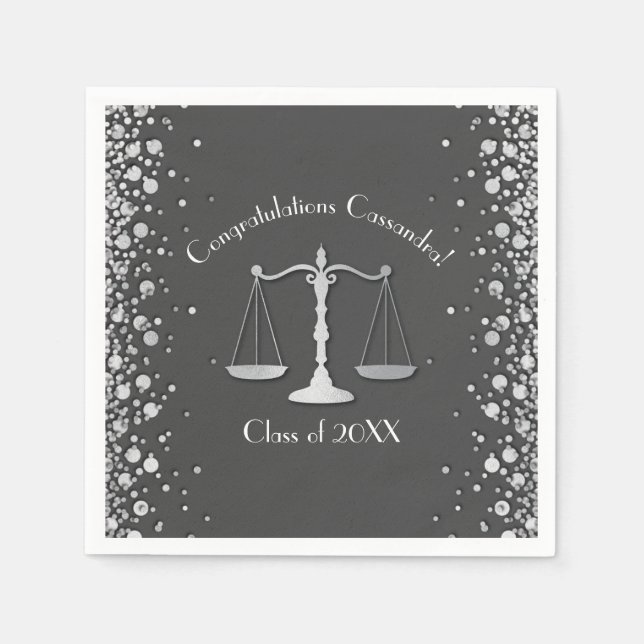 Serviette En Papier Lawyer Law School Graduation Party Grey Silver (Devant)