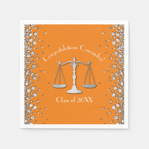 Serviette En Papier Lawyer Law School Graduation Party Silver Orange