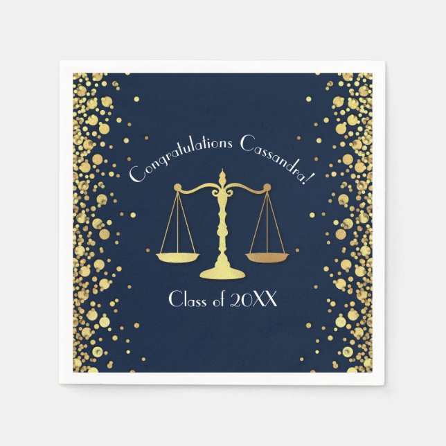 Serviette En Papier Lawyer Law School Marine bleu Gold Graduation Part (Devant)