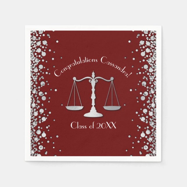 Serviette En Papier Lawyer Law School Maroon Silver Graduation Party (Devant)