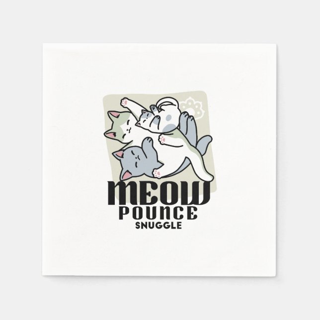 Serviette En Papier Laze Furr Days - Cute Lazy Cats Design (Devant)