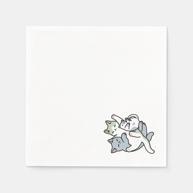 Serviette En Papier Laze Furr Days - Cute Lazy Cats Design (Devant)