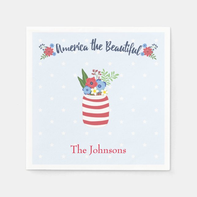 Serviette En Papier Le 4 juillet l'Amérique le Beau (Devant)