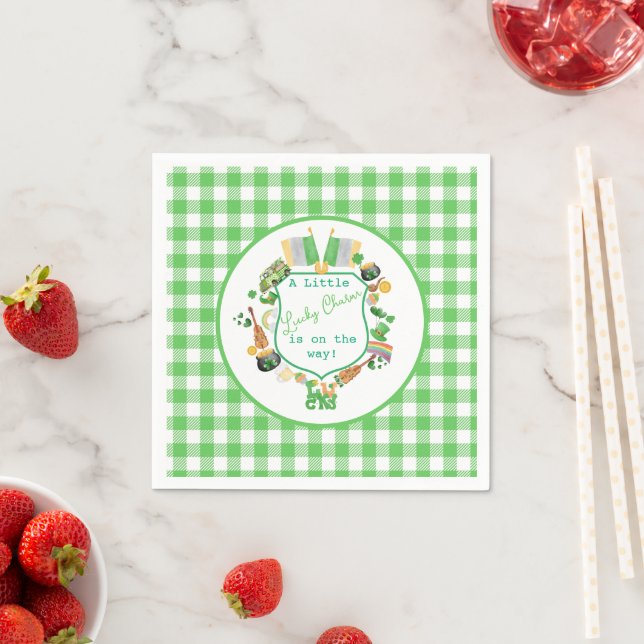 Serviette En Papier Le baby shower de charme Green Little Lucky (En situation)