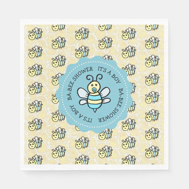 Serviette En Papier Le Baby shower de Little Honey Bee Boy (Devant)