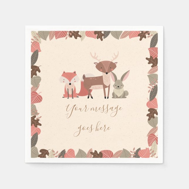 Serviette En Papier Le Baby shower des animaux des bois (Devant)
