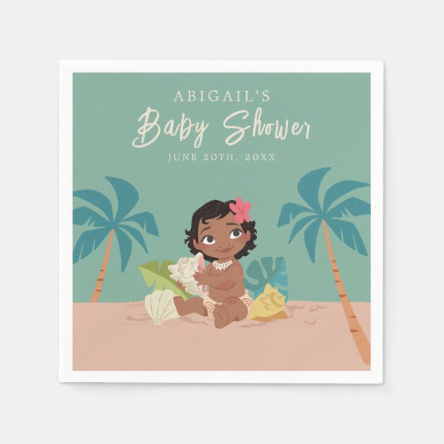 Serviette En Papier Le Baby shower Moana de Disney (Devant)