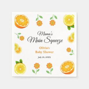 Serviette En Papier Le Baby shower principal d'agrumes orange de Mama