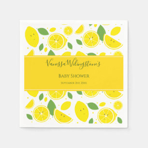 Serviette En Papier Le Baby shower vert jaune citron souriant