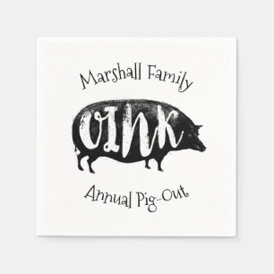 Serviette En Papier Le BBQ de famille nervure le porc vintage drôle