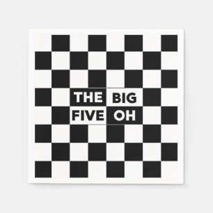 Serviette En Papier Le Big Five Oh Black and White À damiers Motif