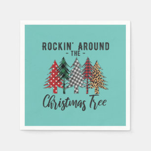 Serviette En Papier Le Cadeau De Noël En Rockin Autour Du sapin De Noë