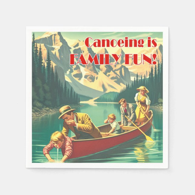 Serviette En Papier Le Canoë Est Un Plaisir Familial (Devant)