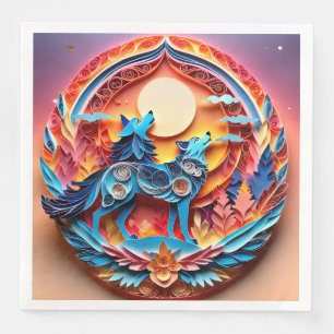 Serviette En Papier Le chaman et son loup sont capturés dans cette 3D 