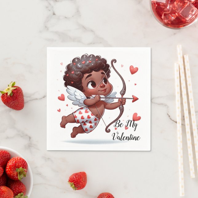Serviette En Papier Le charme de Cupidon Be My Valentine (En situation)