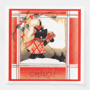 Serviette En Papier Le chien écossais de Noël des années 1930 dit "Che