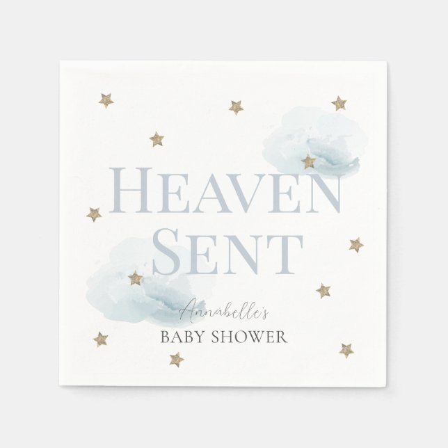 Serviette En Papier Le ciel a envoyé Blue Boy Baby shower (Devant)