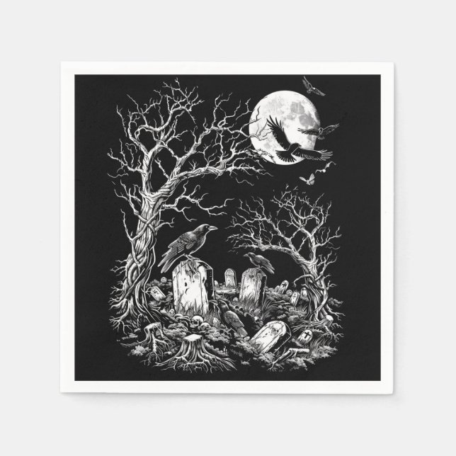 Serviette En Papier Le cimetière Nevermore (Devant)