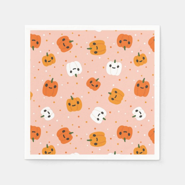 Serviette En Papier Le Citrouille Cute Kawaii fait face au Motif (Devant)