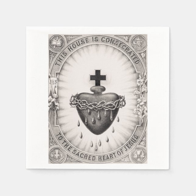Serviette En Papier Le Coeur le plus sacré de Jésus-Christ (Devant)