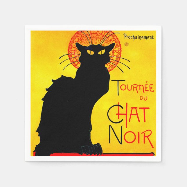 Serviette En Papier Le Conversation Noir Vintage (Devant)