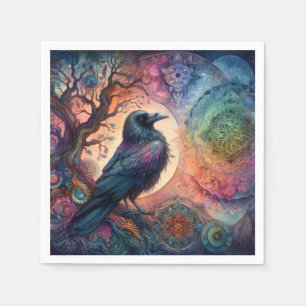 Serviette En Papier Le Corbeau de la vie Mandala Pagan