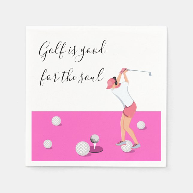 Serviette En Papier Le golf est bon pour l'âme pour femme golfer (Devant)