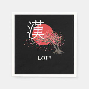 Serviette En Papier Le Hip hop japonais de Lofi Kanji, fleurs de ceris