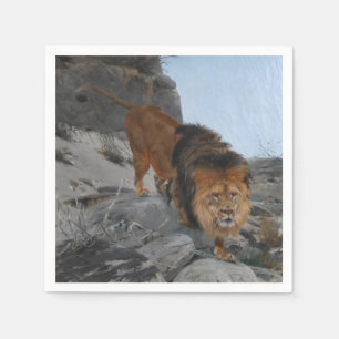 Serviette En Papier Le lion dans les montagnes (par Richard Friese)