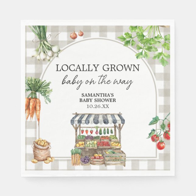 Serviette En Papier Le marché des agriculteurs Baby shower cultivé loc (Devant)