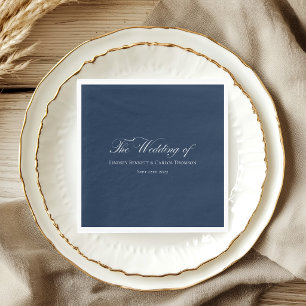 Serviette En Papier Le mariage de mariage élégant bleu marine