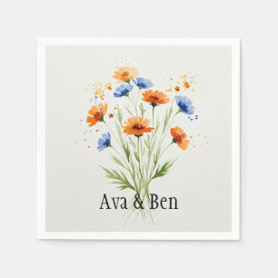 Serviette En Papier Le Mariage Fleur sauvage Embrace d'été