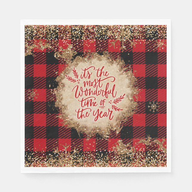 Serviette En Papier Le moment le plus merveilleux de l'année Tartan Xm (Devant)