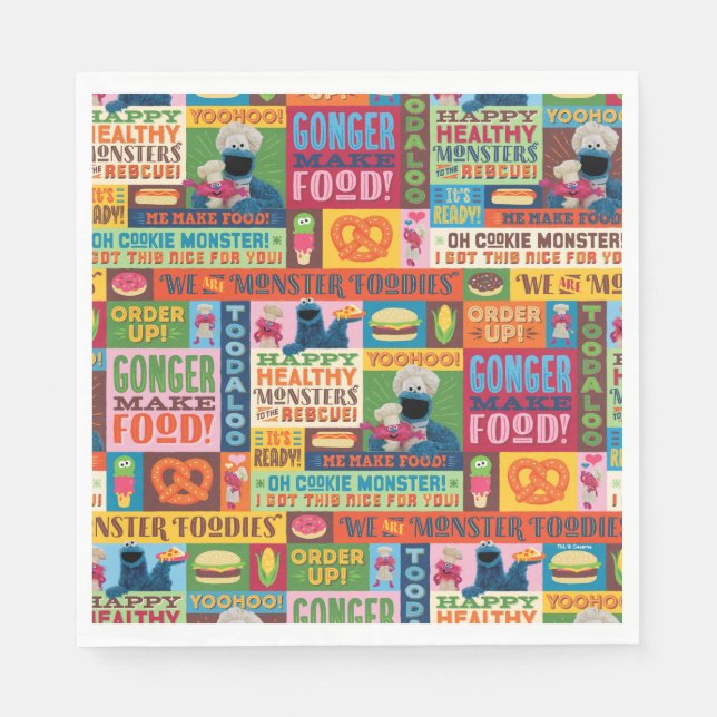 Serviette En Papier Le Motif de camion Foodie de Cookie Monster (Devant)