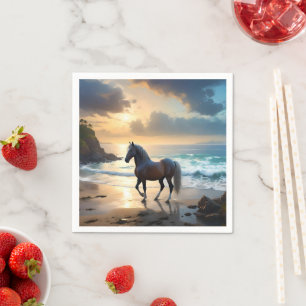 Serviette En Papier Le Palomino Horse Sur La Plage,
